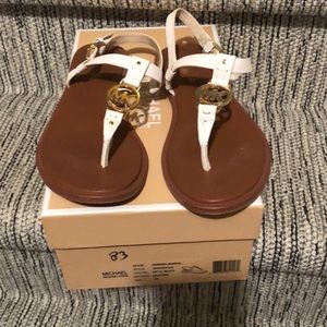 Michael Kors Leather Sandal White and Gold